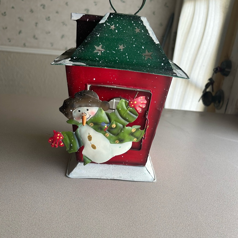 Hallmark tin snowman tea light candle decoration